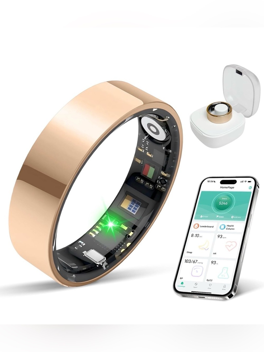 Smart Health Tracking Ring - Rose Gold Fitness Ring with App